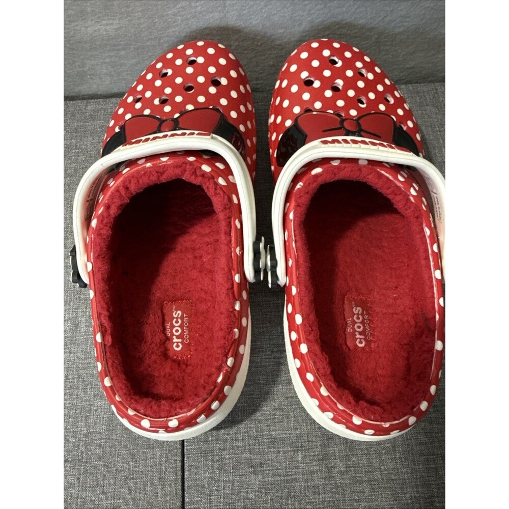 Crocs Classic Disney Minnie Mouse Fleece Lined Clogs Kids J3 - Picture 8 of 10